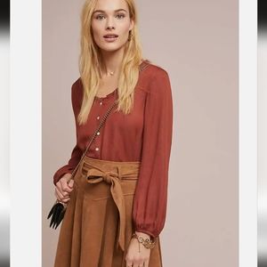Deep Rust Peasant Blouse | Anthropologie - DOLAN